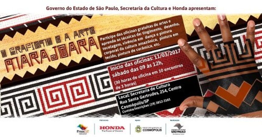 Oficinas de arte e cultura indígena tem inscrições abertas em Cosmópolis