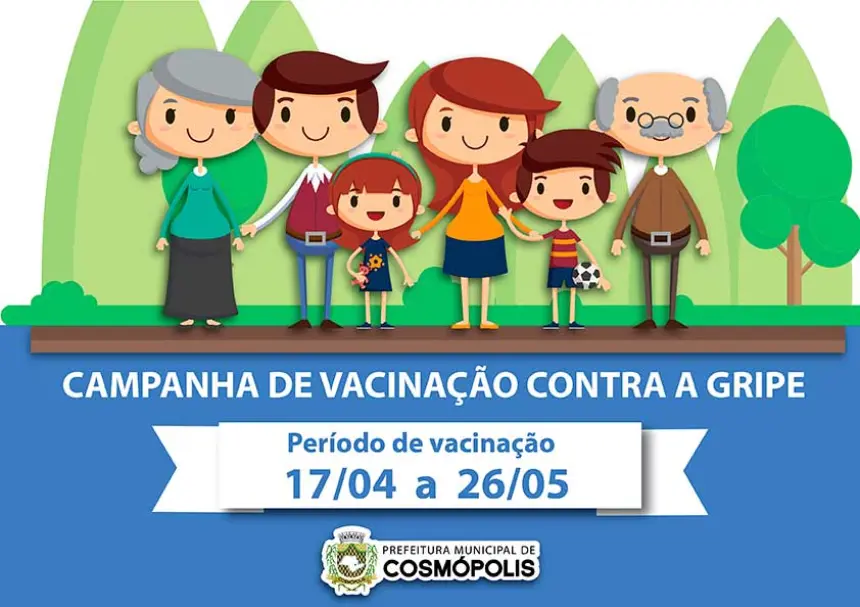 Campanha de vacinação contra a gripe ocorre de 17 de abril a 26 de maio