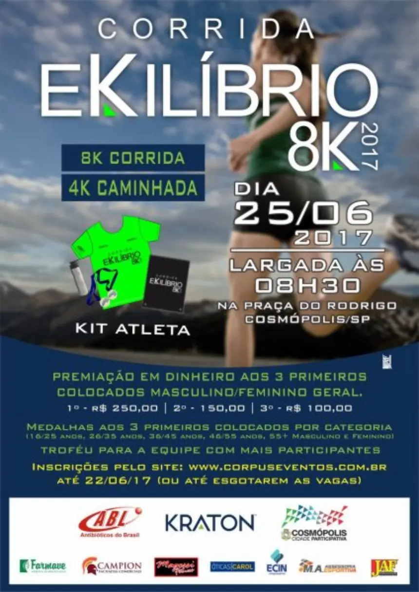 Inscrições para a 7ª edição da Corrida Ekilibrio estão abertas