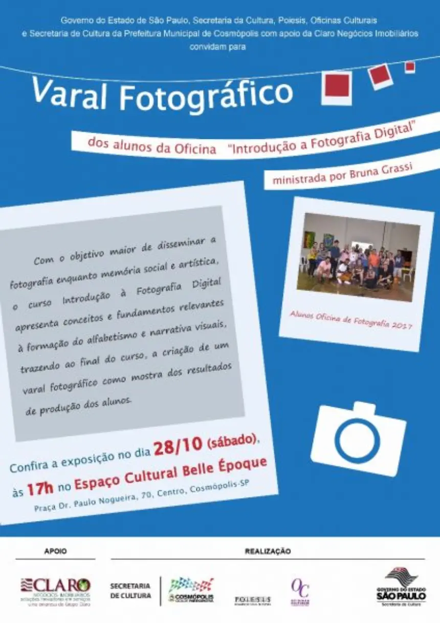 Exposição “Varal Fotográfico” ocorre neste sábado (28)