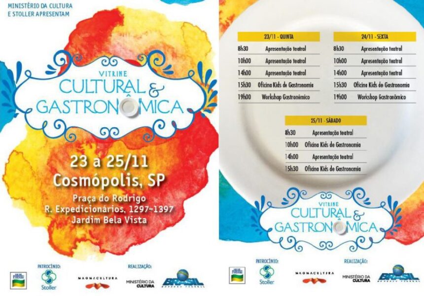 Projeto de democratização do teatro, “Vitrine Cultural e Gastronômica” chega a Cosmópolis nesta quinta-feira (23)