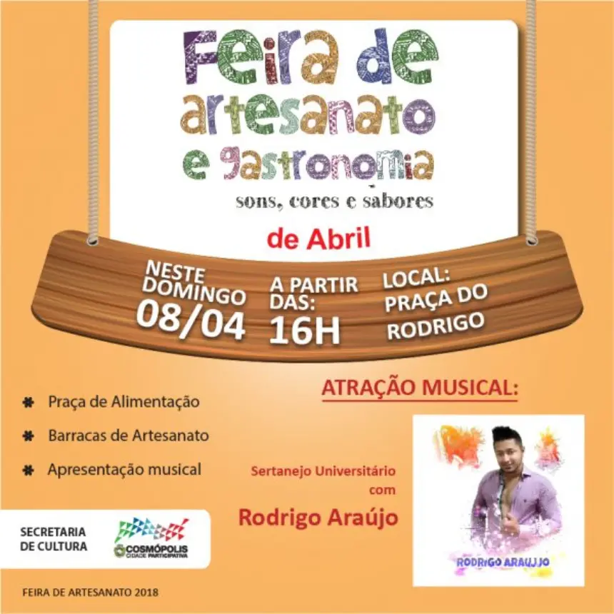 Feirinha de Artesanato de abril ocorre neste domingo (11)