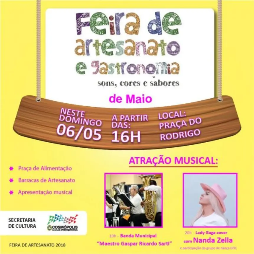 Feirinha de Artesanato de maio será realizada no próximo domingo (6)