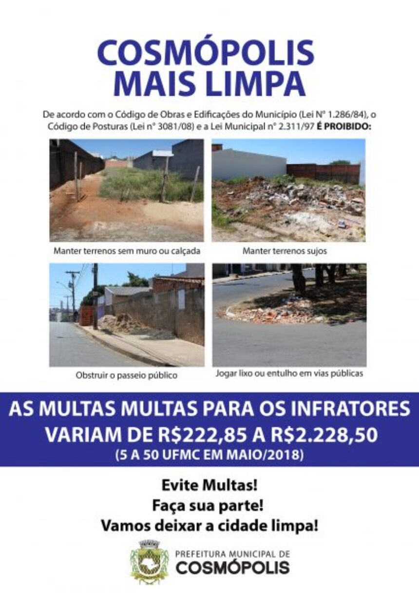 Prefeitura lança a campanha “Cosmópolis Mais Limpa”
