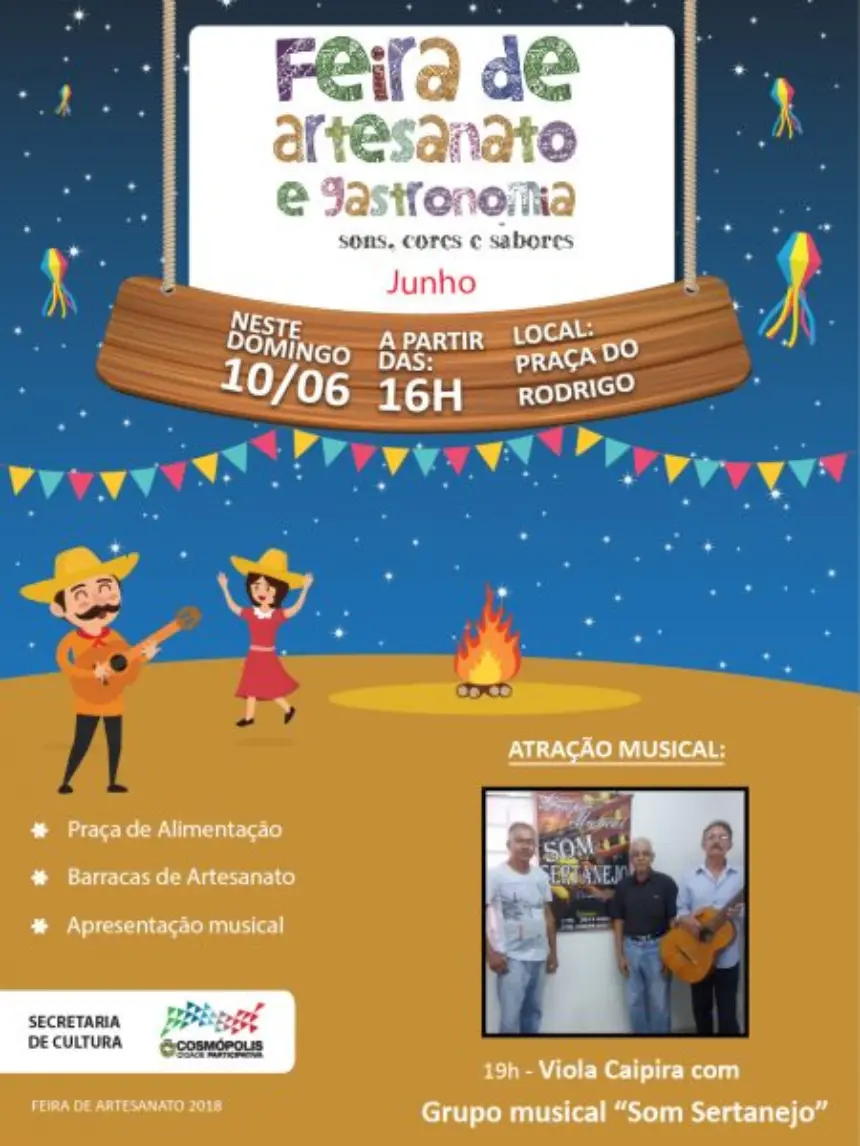 Feira de artesanato do mês de junho tem como tema as Festas Juninas