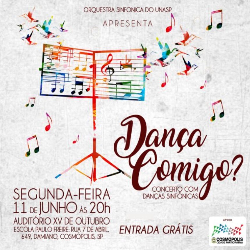 Orquestra Sinfônica do Unasp apresenta concerto gratuito em Cosmópolis na próxima segunda-feira (11)