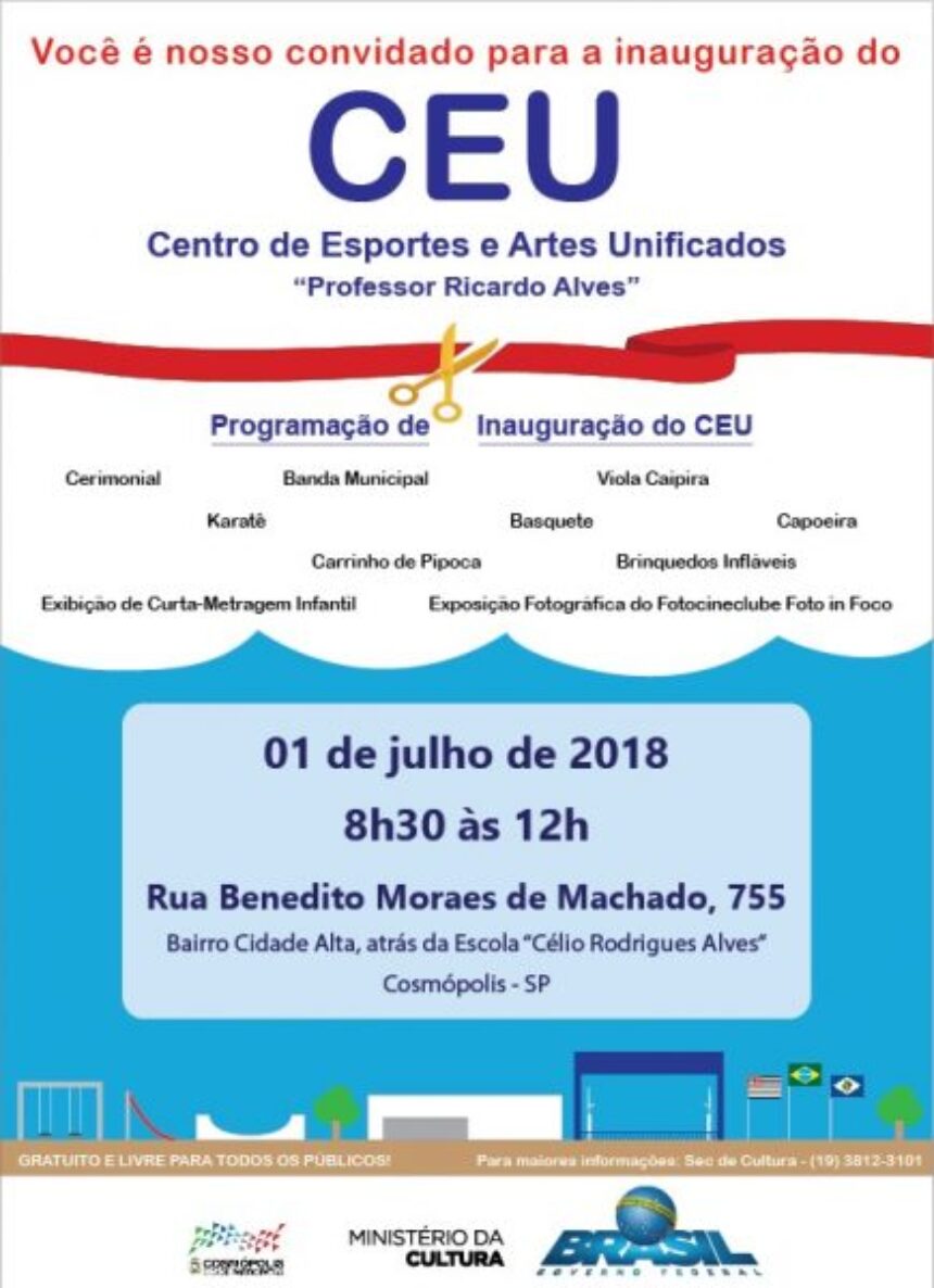 Centro de Artes e Esportes Unificados “Professor Ricardo Alves” será inaugurado neste domingo (1)