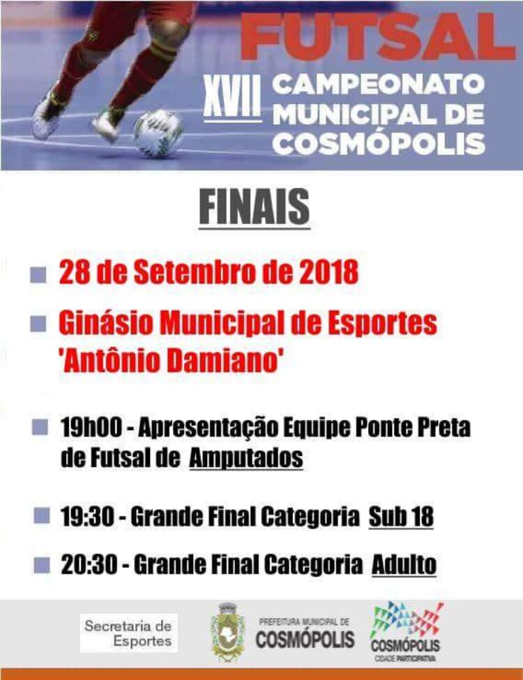 Finais do Campeonato Municipal de Futsal ocorrem nesta sexta-feira (29)