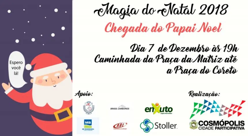 Magia do Natal 2018 começa nesta sexta-feira (7) com a chegada do Papai Noel