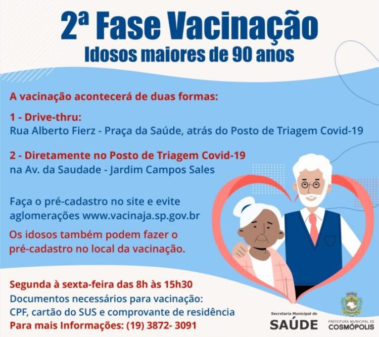 2º Etapa da Vacinação Covid-19 em Cosmópolis