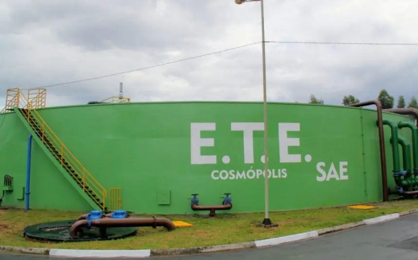 ﻿Cosmópolis inicia fase experimental da Estação de Tratamento de Esgoto