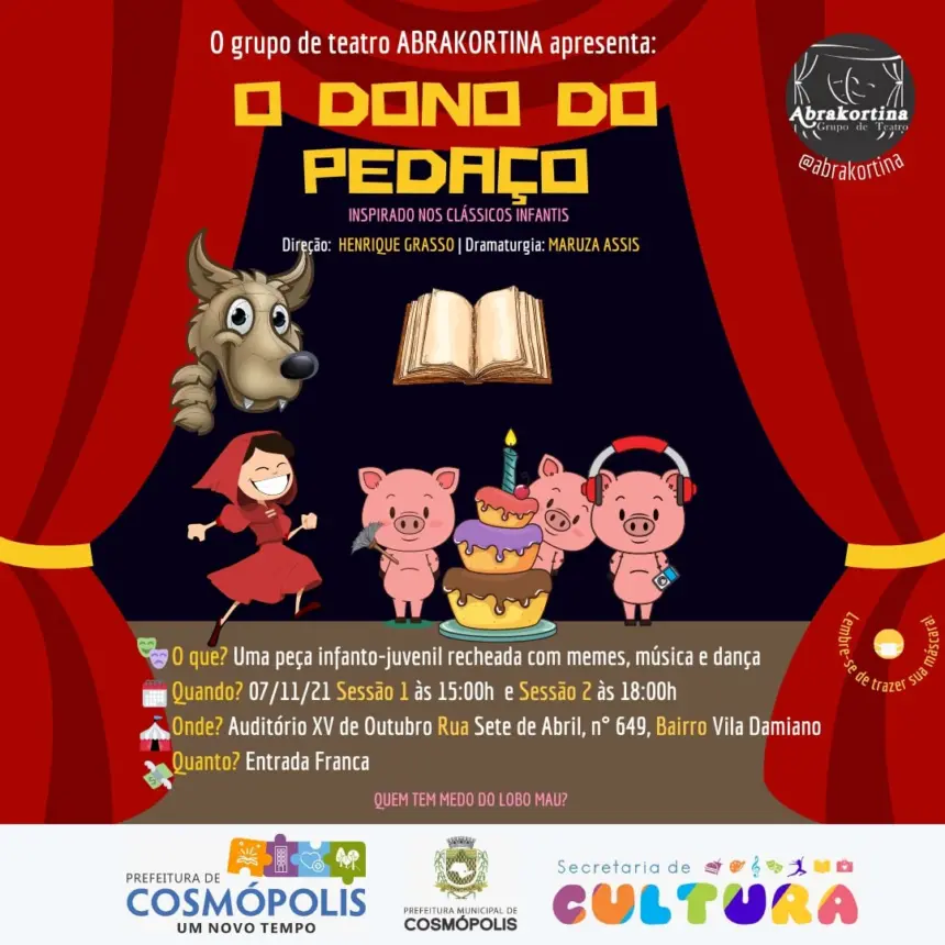 ABRAKORTINA apresenta teatro em duas sessões