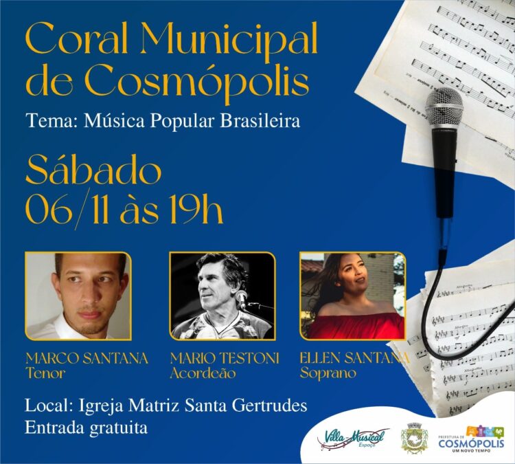Espaço Villa Musical realiza concerto do Coral Municipal de Cosmópolis.