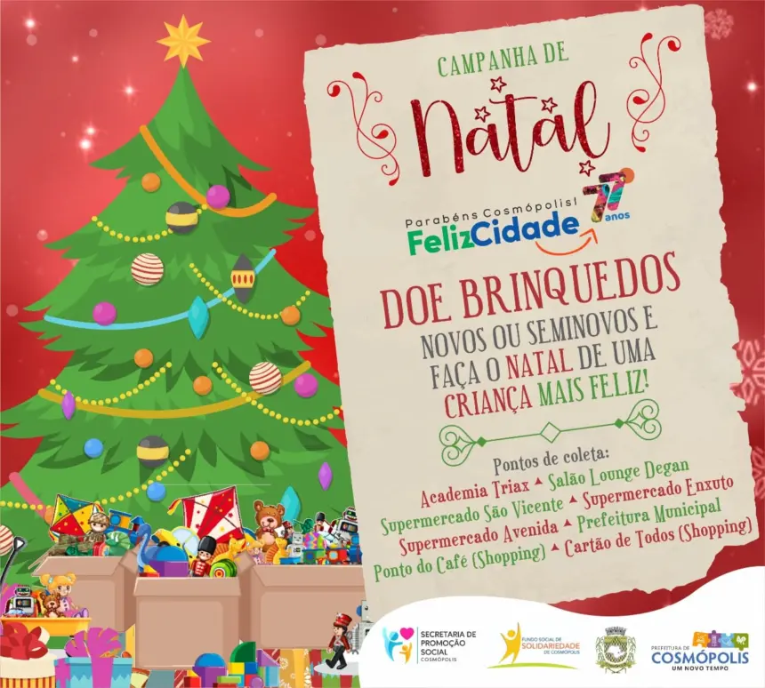 Cosmópolis arrecada brinquedos para a Campanha de Natal