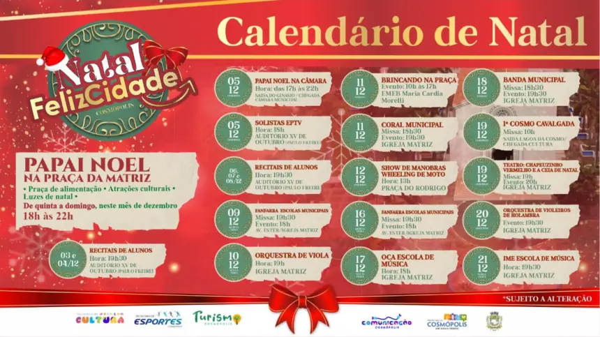 Confira aqui o cronograma do Natal FelizCidade