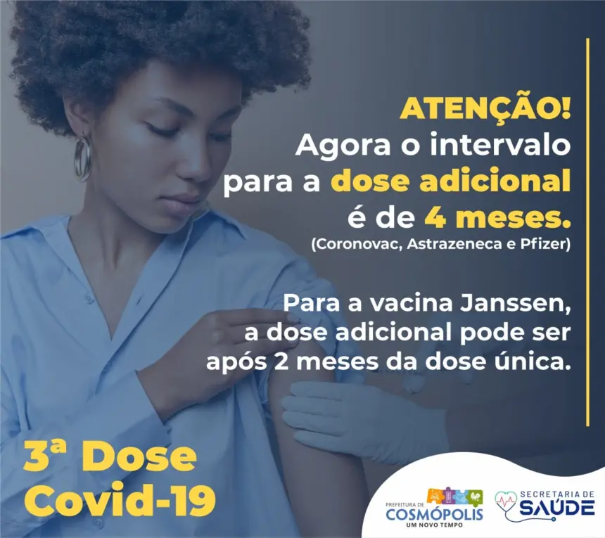 Intervalo da dose adicional cai para 4 meses