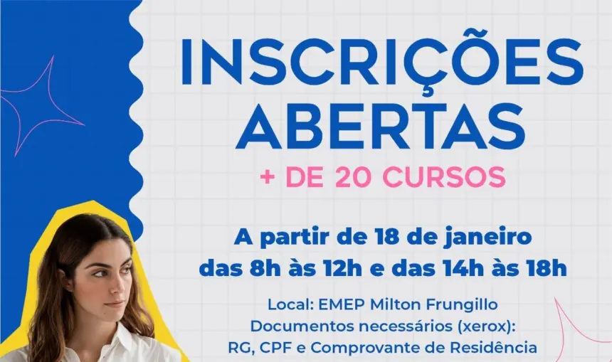 EMEP Milton Frungilo abre inscrições para cursos gratuitos.