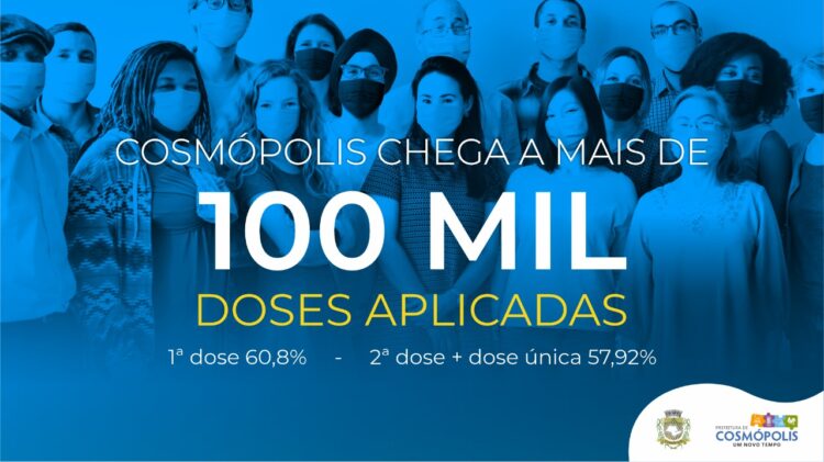 Cosmópolis alcança a marca de 100 mil doses aplicadas da vacina contra a Covid-19