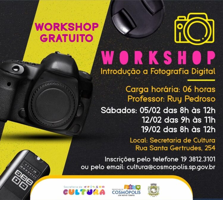 Cultura realiza workshop gratuito de Introdução a Fotografia Digital