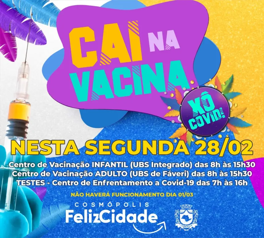 Não tem carnaval esse ano, mas tem vacinação contra a Covid-19