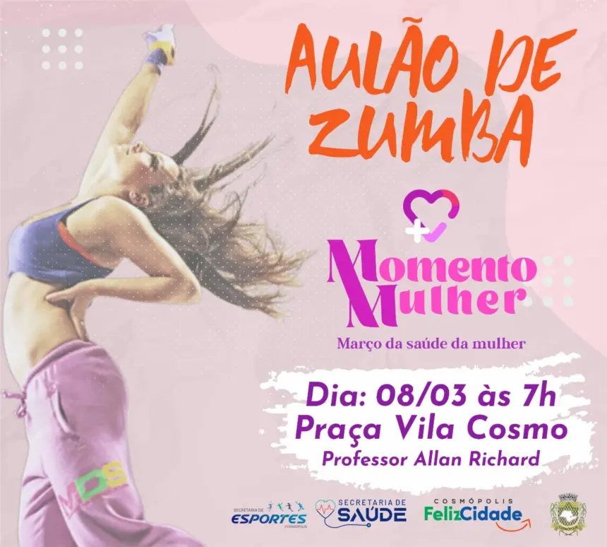 Prefeitura realiza aulão de zumba em alusão ao dia das mulheres