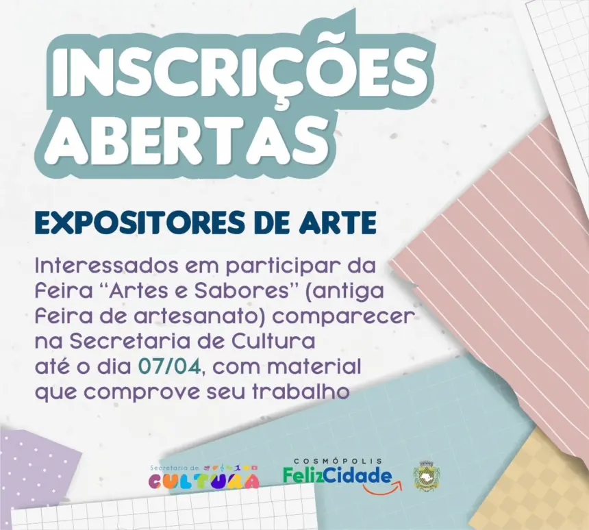 Cultura abre inscrições para expositores de arte