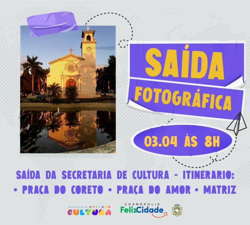 Cultura realiza saída fotográfica no próximo domingo (03)