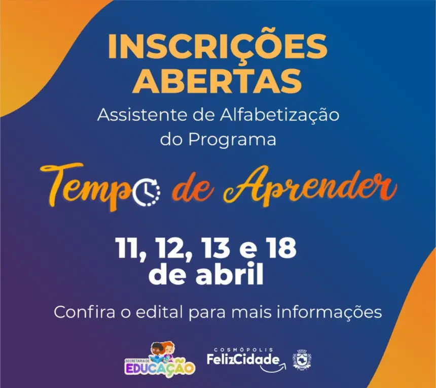 Abertas inscrições para Assistente de Alfabetização