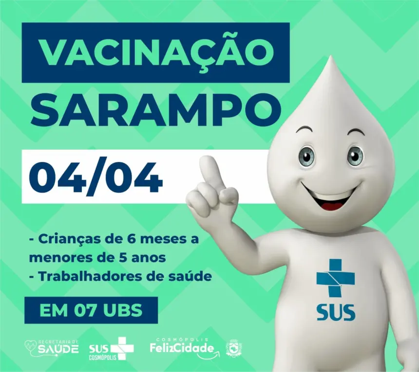 Saúde inicia hoje (04) a vacinação contra sarampo