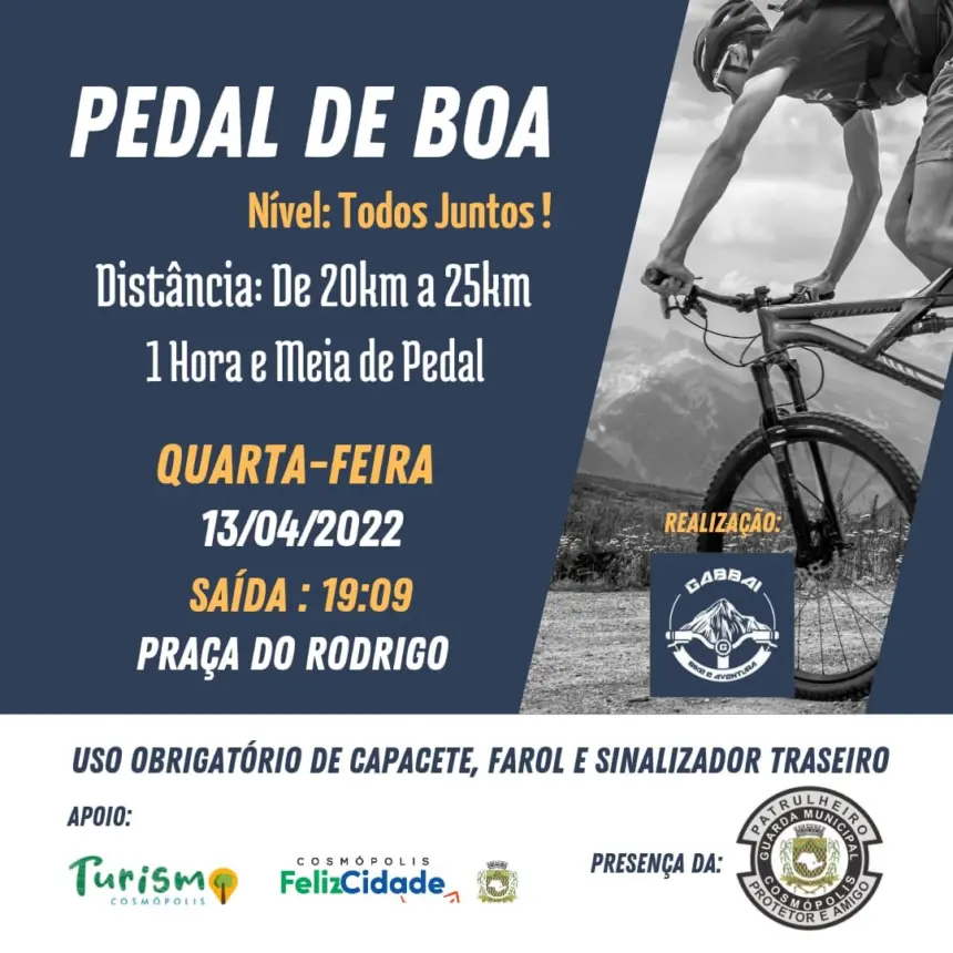 Hoje (13) acontece mais uma edição do Pedal de Boa