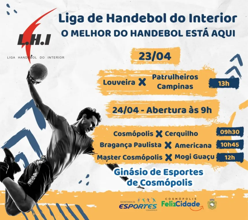 Rodadas da Liga de Handebol do Interior acontecem neste sábado (23)