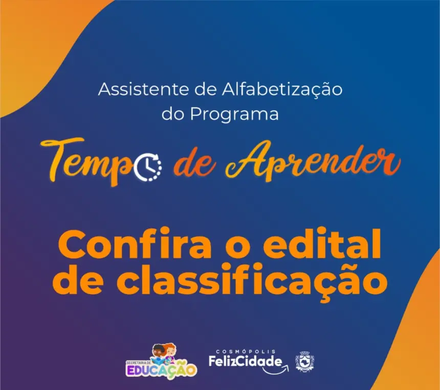 Educação divulga a lista com a classificação para Assistente de Alfabetização