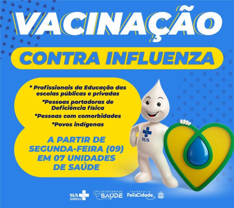 Nova etapa da vacinação contra influenza começa amanhã (09)