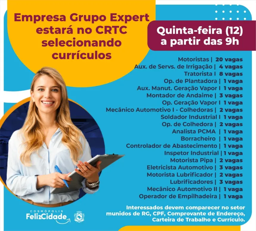 Empresa Grupo Expert realiza processo seletivo no CRTC