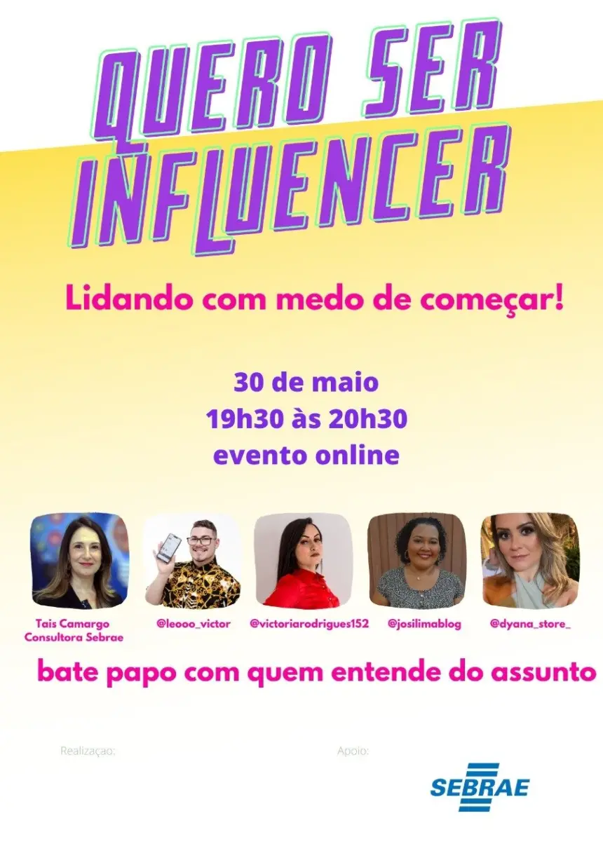 Sebrae promove oficina para quem deseja ser influencer