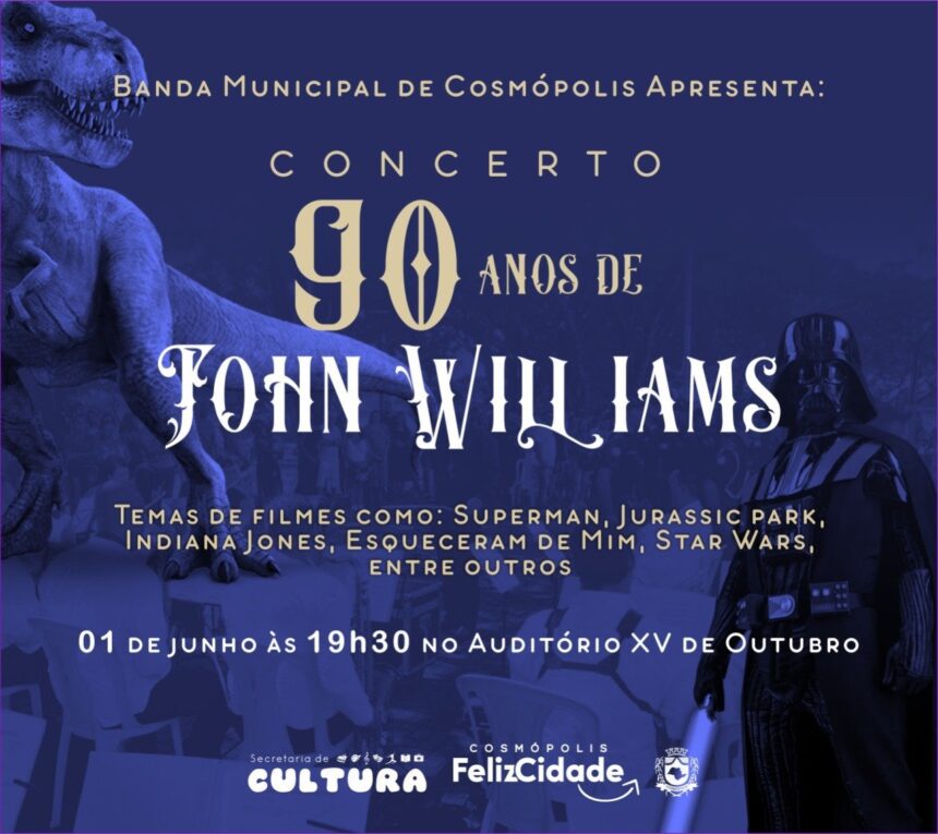 Banda Municipal de Cosmópolis apresenta Concerto 90 anos de John Williams
