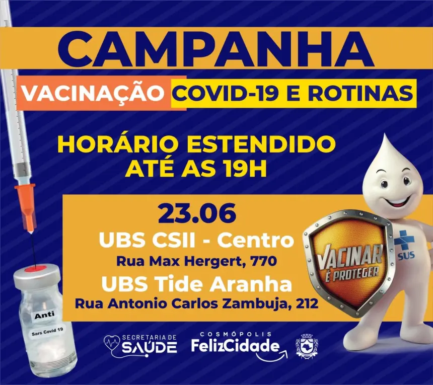 Saúde inicia a Campanha de Vacinação COVID-19 e Rotinas