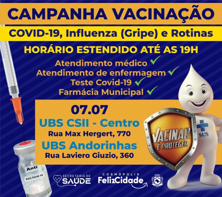 Saúde promove mais uma edição Campanha de Vacinação COVID-19 e Rotinas