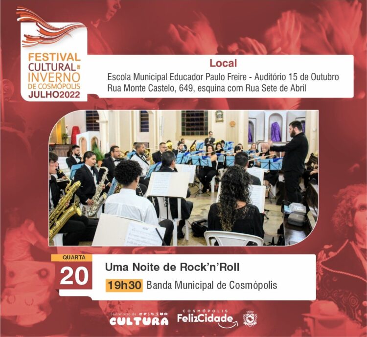 Festival de Inverno apresenta o concerto musical ‘Uma Noite de Rock’n Roll’