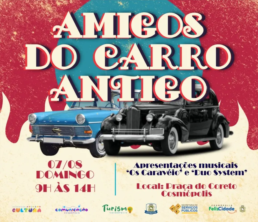 Neste domingo (07), a partir das 8h, acontece mais uma edição dos ‘Amigos do Carro Antigo’