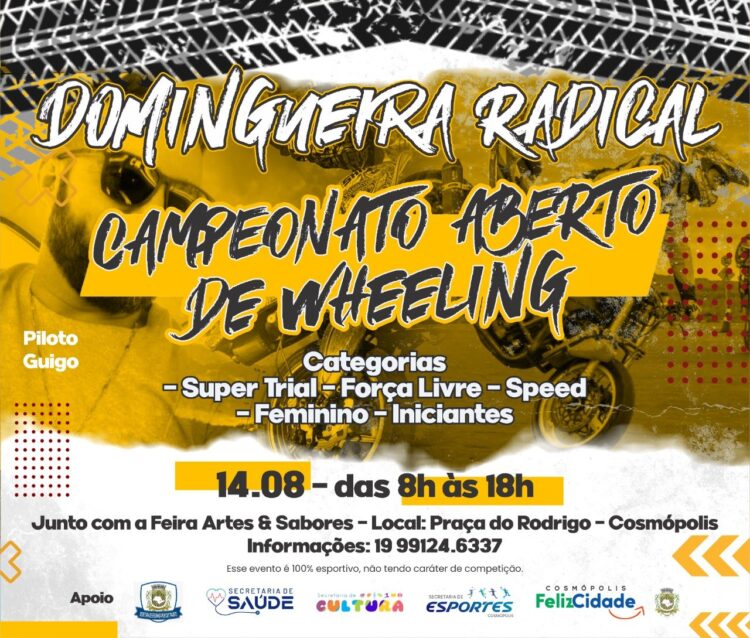 Neste domingo (11) acontece o Campeonato Aberto de Wheeling