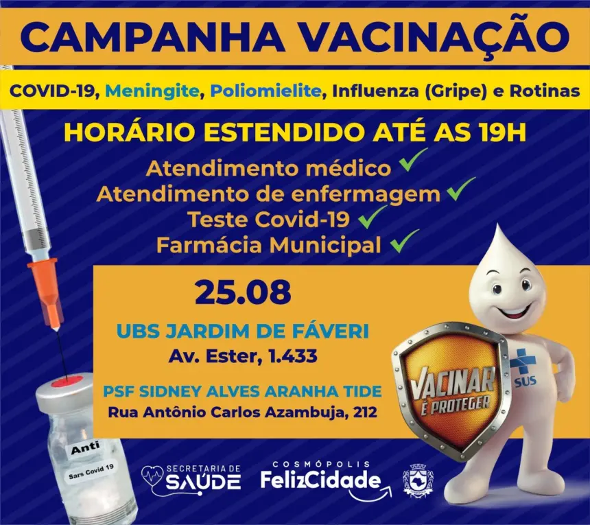 Saúde promove mais uma edição Campanha de Vacinação COVID-19 e Rotinas