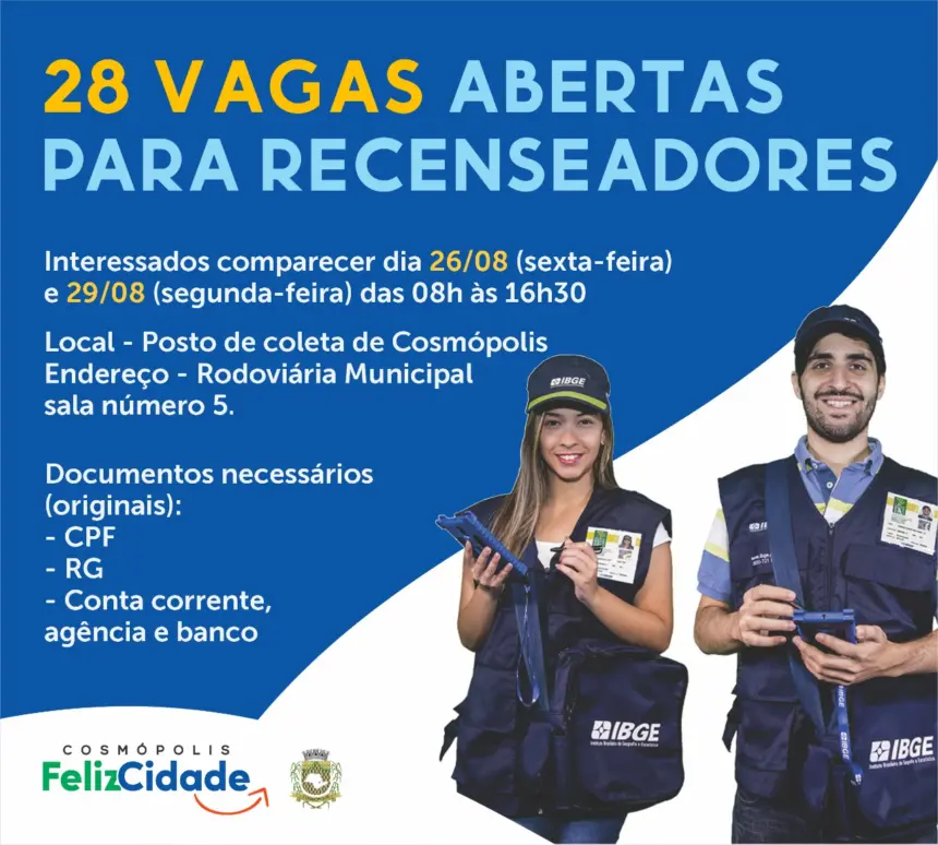 IBGE abre 28 vagas remanescentes