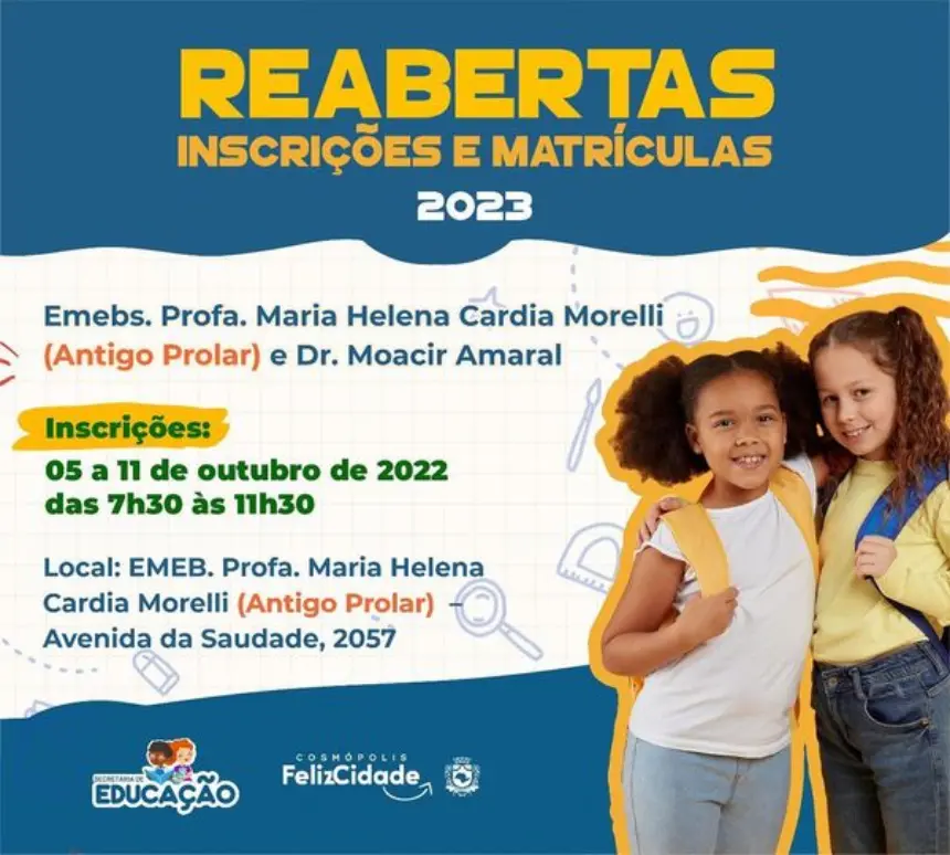 Educação reabre as Inscrições e Matrículas para as Escolas de Complementação Educacional