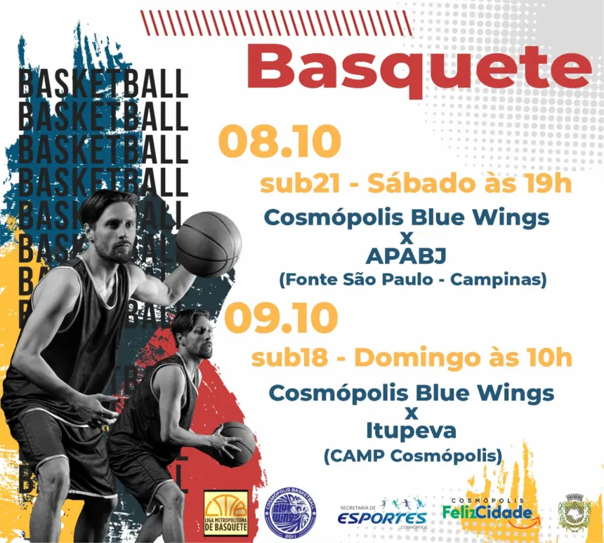 Associação Atlética Cosmópolis de Basketball Blue Wings joga neste final de semana