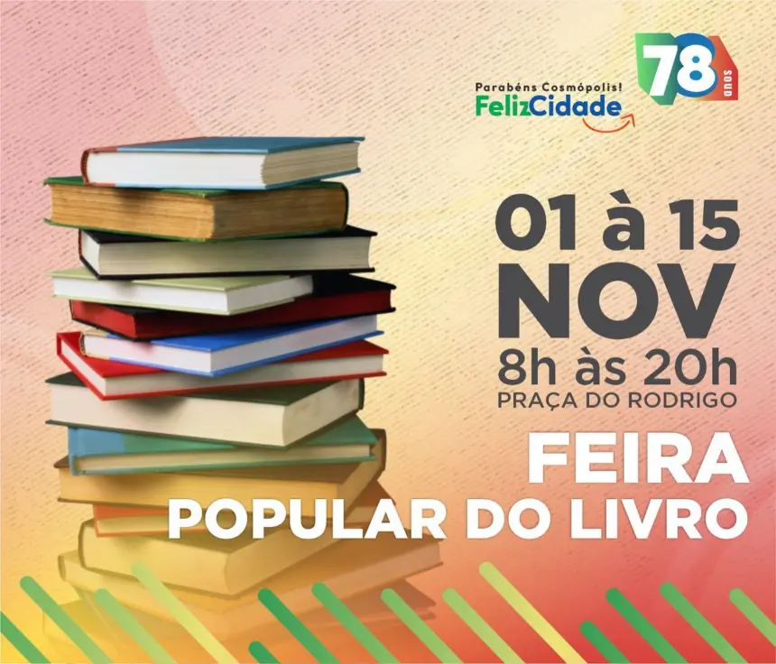 Hoje (03) tem Feira Popular do Livro até as 20h