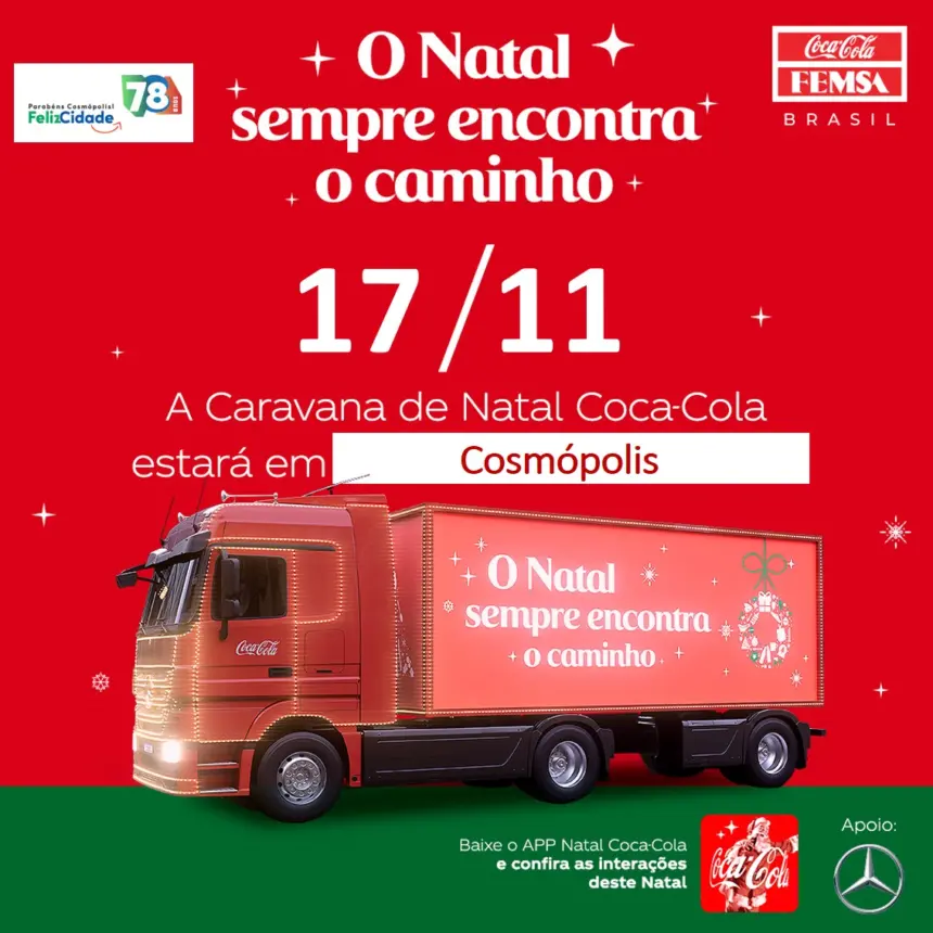 ‘Caravana Iluminada de Natal da Coca-Cola’ em Cosmópolis