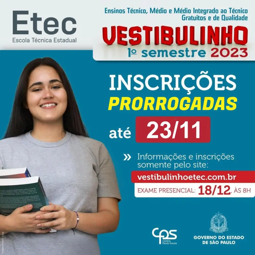 Não esquece, último dia de inscrições nesta quarta-feira (23)!