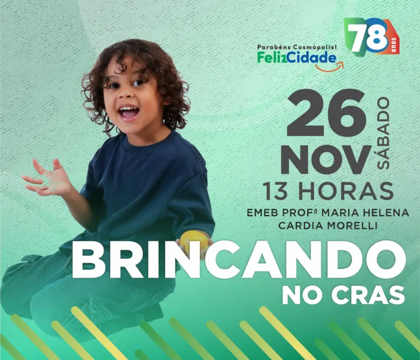 Neste sábado (26), acontece mais uma edição especial do ‘Brincando no CRAS’