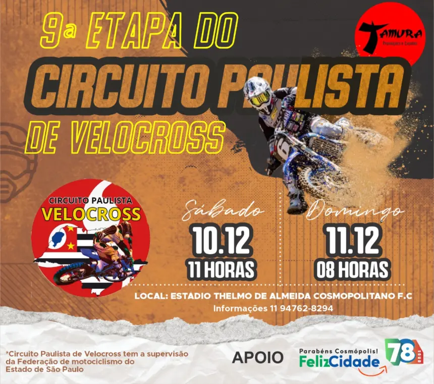 Cosmópolis sediará a Final da ‘9º Etapa do Circuito Paulista de Velocross